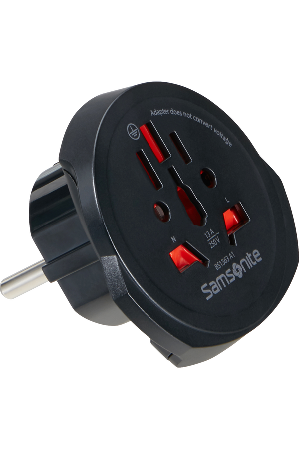 Samsonite Travel Accessories World to Europe Adaptor Czarny Samsonite Travel Accessories World to Europe Adaptor Czarny