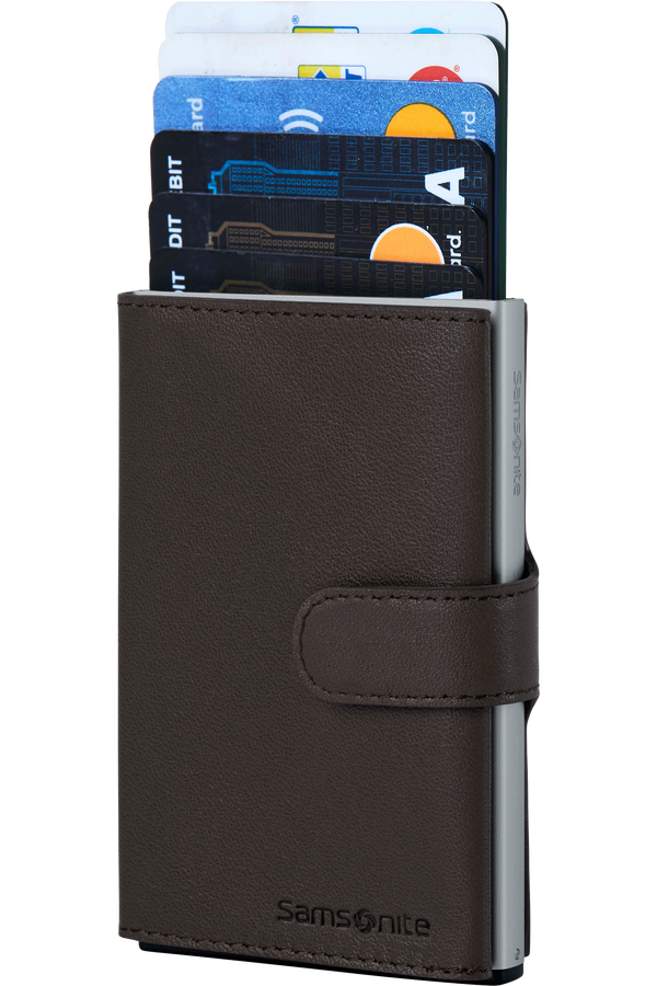 Samsonite Alu Fit 202 - Slide-up Wallet  Ciemnobrązowy